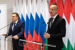 Minister of Foreign Affairs and Trade Peter Szijjarto and Alexey Likhachev, the CEO of Rosatom met in Paks on 14 November 2023. Photo: Paks II. Ltd.
