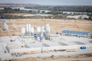 A bird's eye view of the concrete mixing facility on 17 October 2024. Photo: Paks II. Ltd.