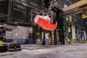 The forging of the reactor pressure vessel of Unit 5 in St. Petersburg, in one of the largest automated forging plants in Europe on 26 April 2024. Photo: Paks II. Ltd.